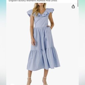 English Factory Women's Ruffled Midi Dress, Powder Blue, M